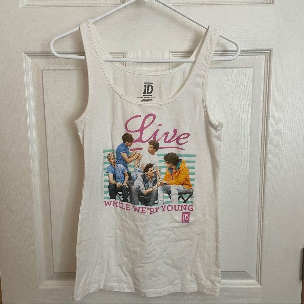 1D One Direction Live While We’re Young White Tank Top